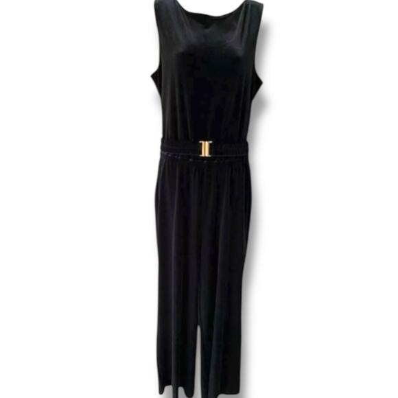 Chico's Jumpsuit NWT Women's 3 (XL) Black Velvet Sleeveless Belted Whimsigoth - Picture 3 of 6